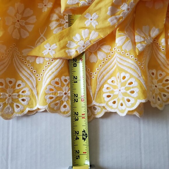 Talbots Yellow Floral Eyelet Embroidered Belted Peplum Top NWT 14P - Picture 11 of 16